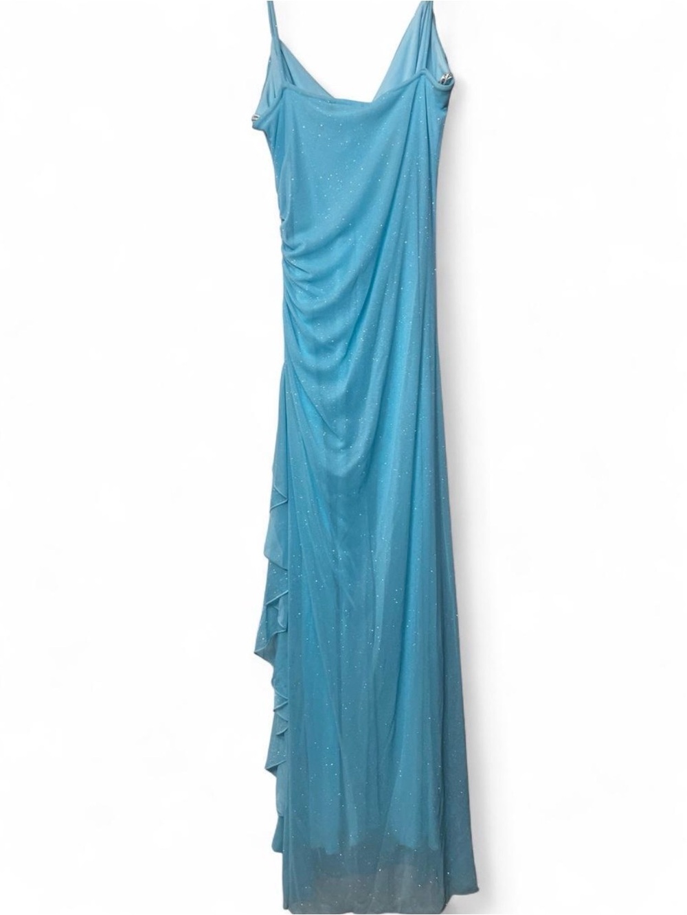 Vintage Ice Blue Spaghetti Strap Evening Gown - Picture 2 of 6